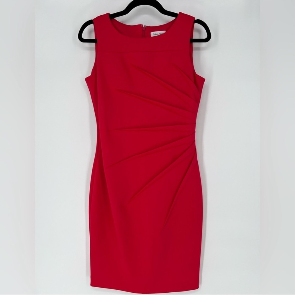 NWTCalvin Klein Coral  Red  Midi Sheath dress 8P